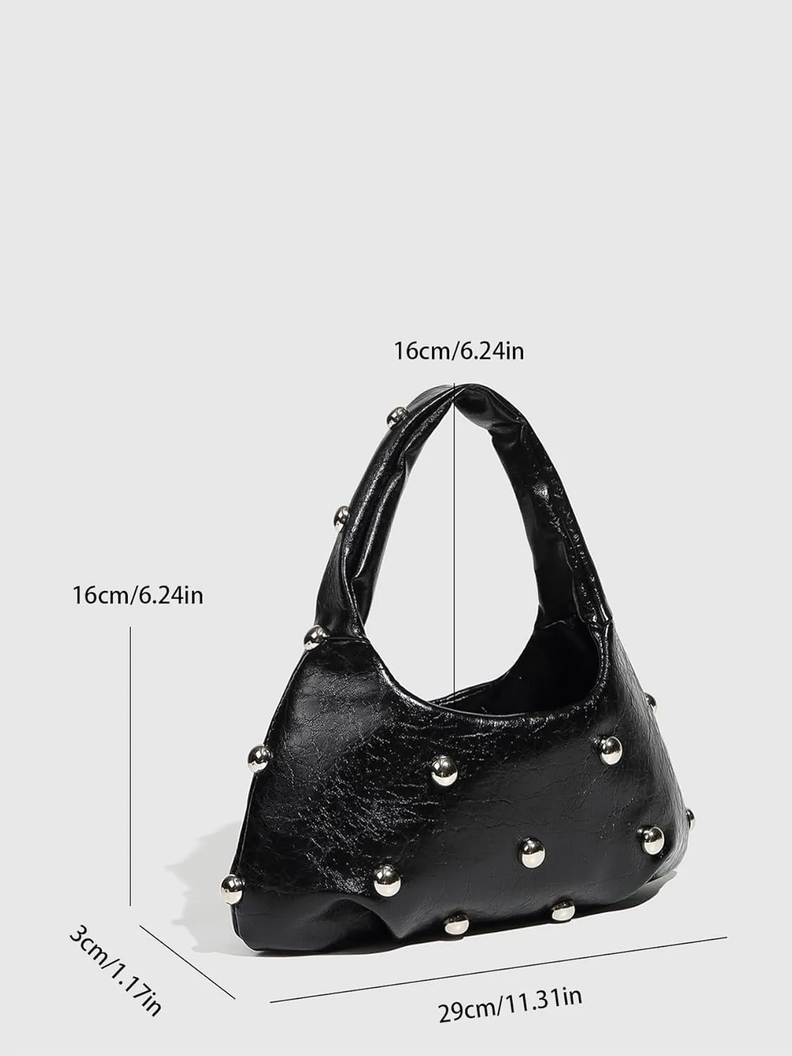 MakeMeChic Women's Studded Faux Leather Shoulder Bag Top Handle Grunge Punk Underarm Handbag