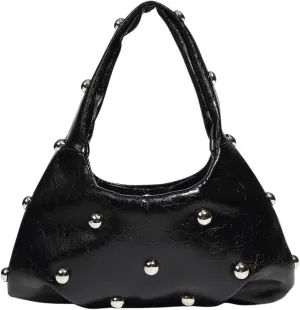 MakeMeChic Women's Studded Faux Leather Shoulder Bag Top Handle Grunge Punk Underarm Handbag