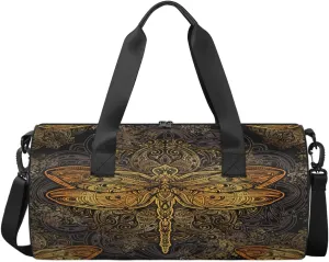 Mandala Gold Butterfly Sports Duffel Bag, Gym Tote Bag Waterproof Weekender Travel Bag for Overnight Travel Luggage Workout Women Men