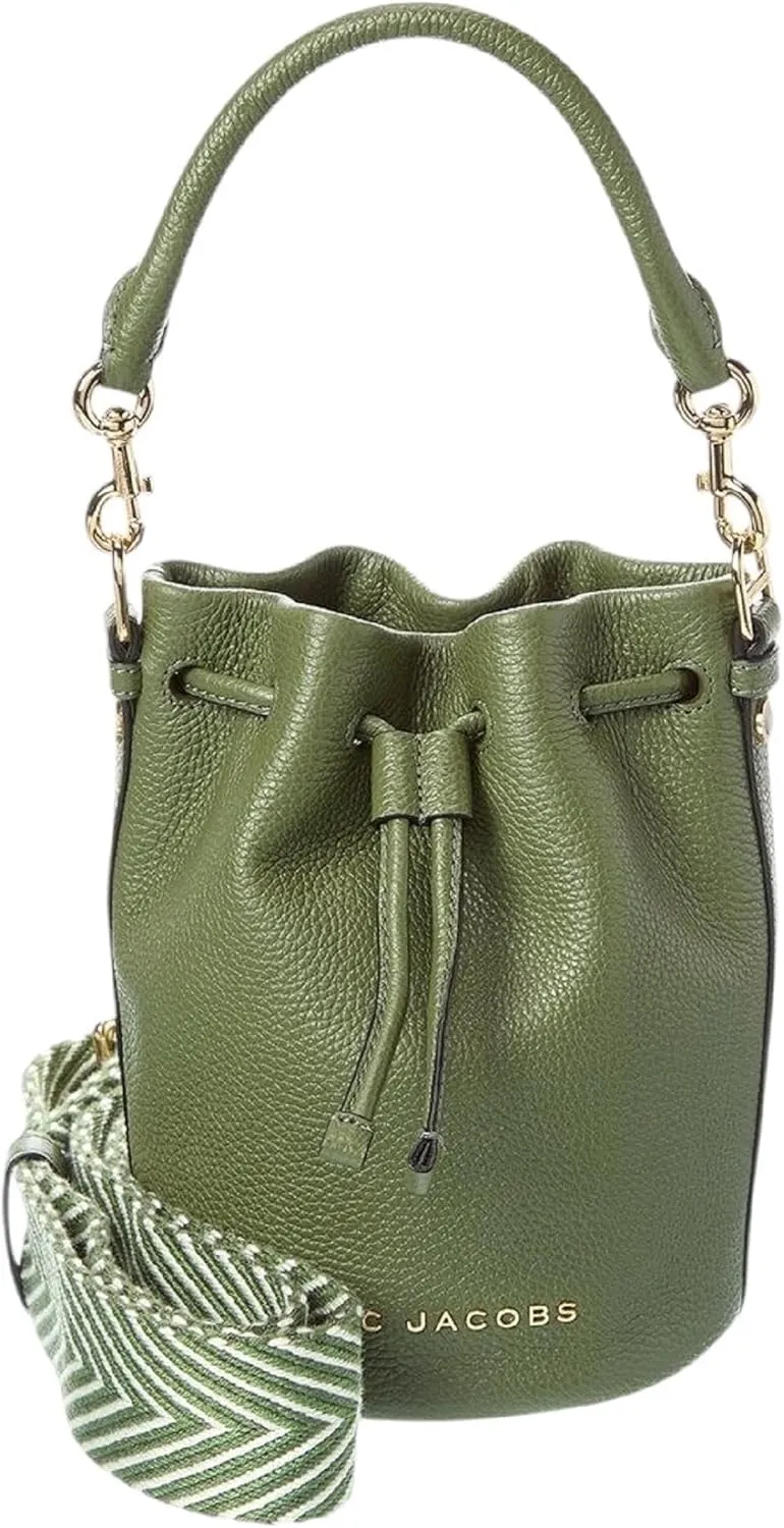 Marc Jacobs Leather Bucket Bag Crossbody (Bronze Green)