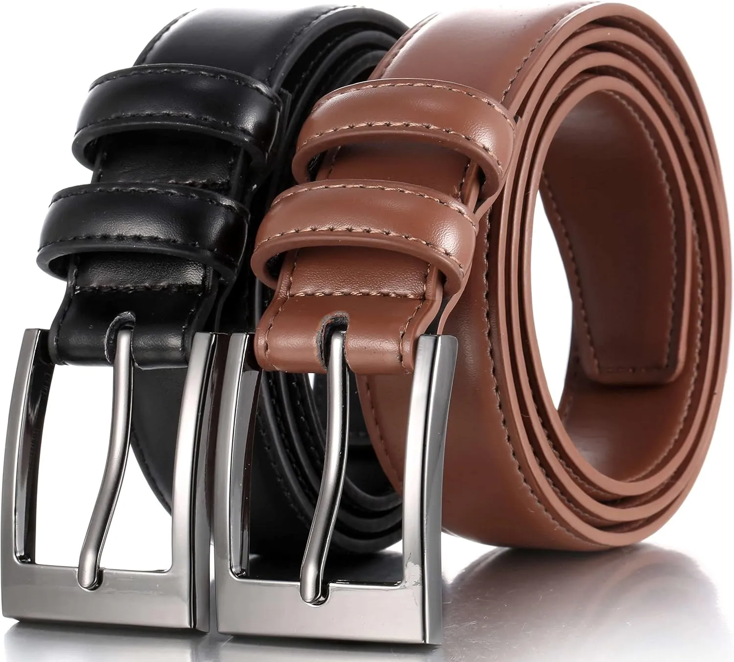 Marino’s Men Genuine Leather Dress Belt with Single Prong Buckle