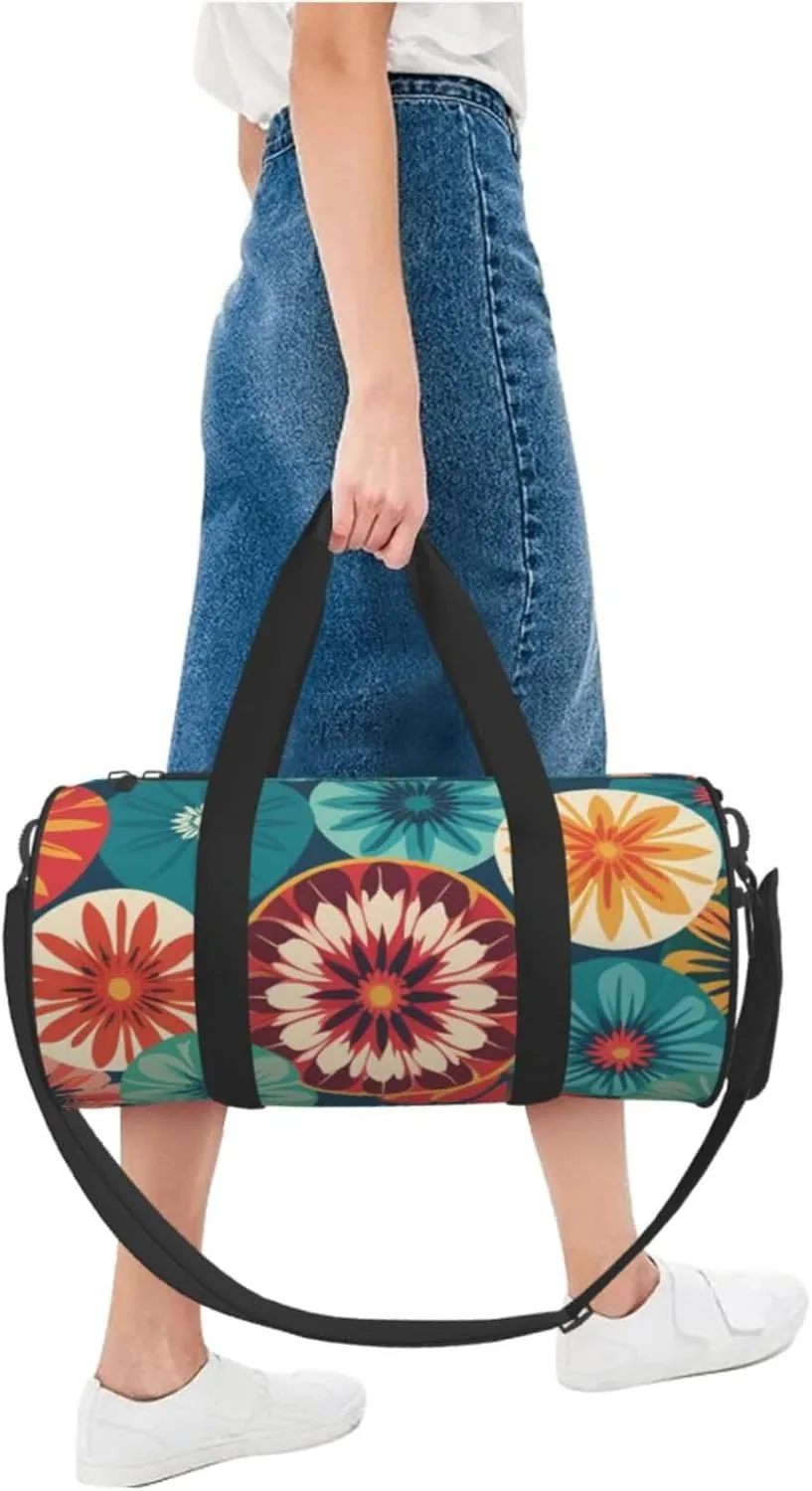 Medallion Multi Printed Travel Bag,Round Personal Item Storage bag,Foldie Duffel Bag for Traveling Vacation,Fitness,Sports
