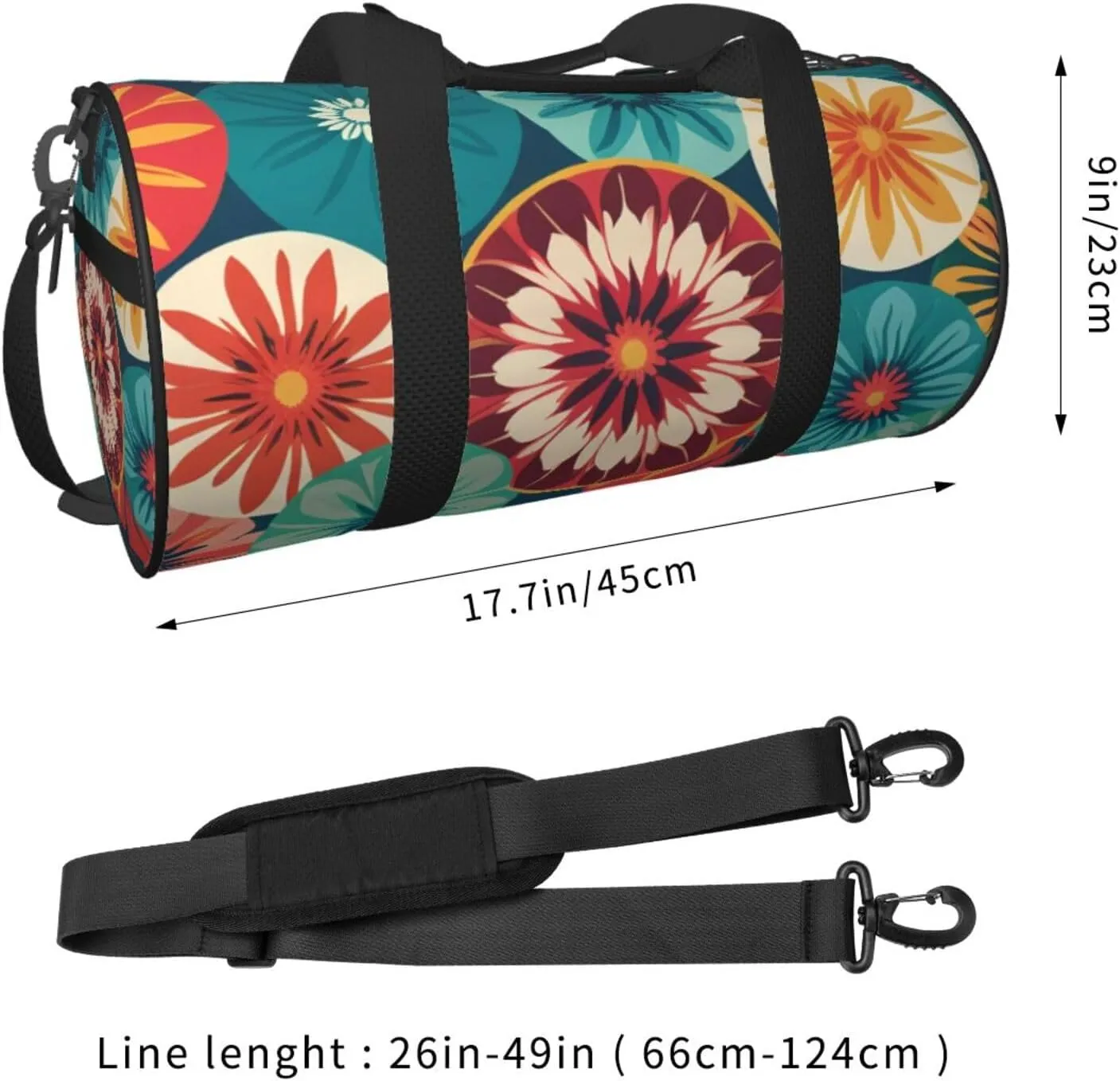 Medallion Multi Printed Travel Bag,Round Personal Item Storage bag,Foldie Duffel Bag for Traveling Vacation,Fitness,Sports