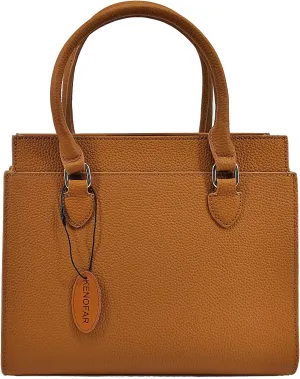Medium Genuine Leather Tote Bag for Women, Casual Top Handle Handbag with Silk Scarfs Shoulder Bag