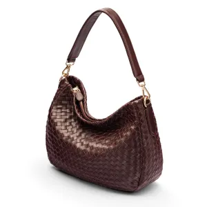 Melissa Slouchy Leather Woven Bag - Burgundy