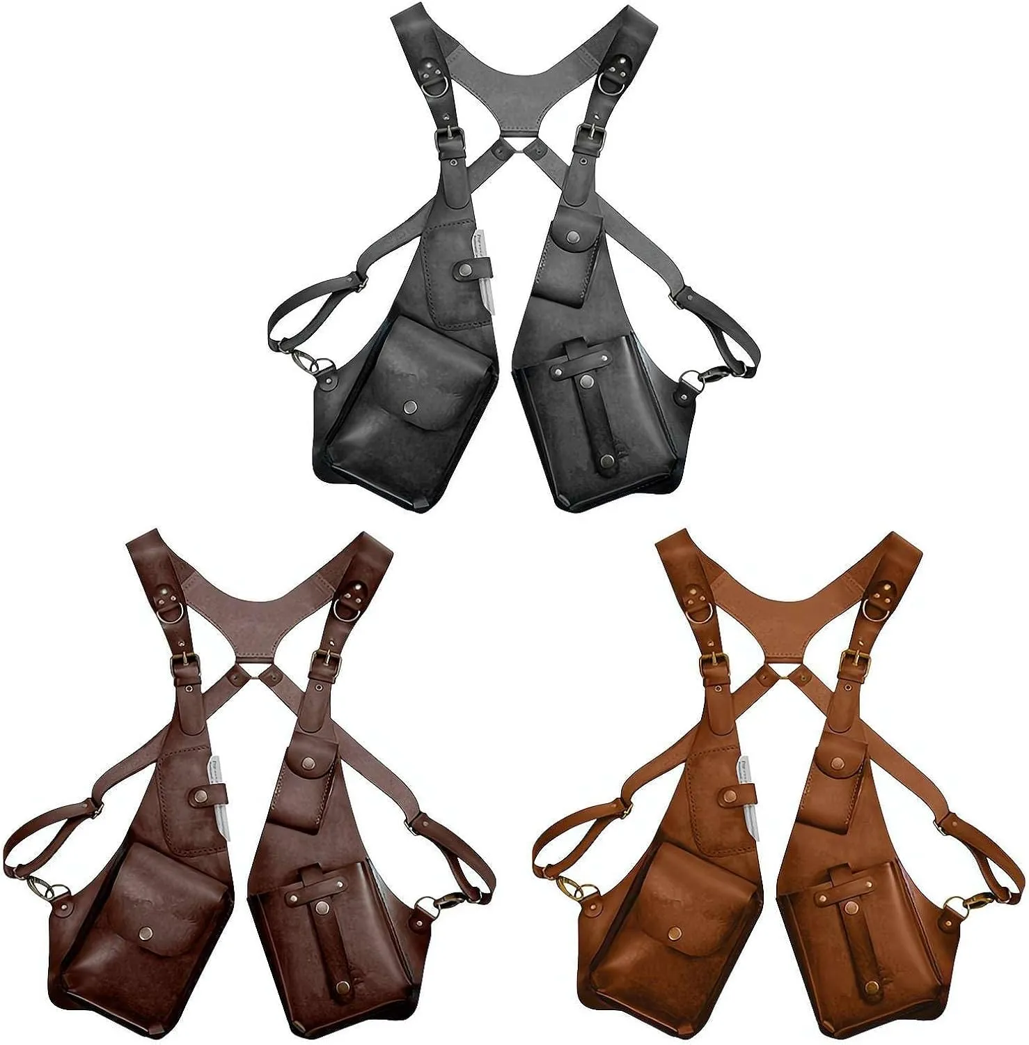 Men Anti Underarm Shoulder Bag, Anti-Theft Harness, Adjustable PU Leather Strap Wallet Bag Outdoor Phone Bag