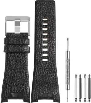 Men's 32mm Spring Bar Genuine Leather Replacement Straps Compatible with Diesel Leather Watch Band DZ1215 DZ1216 DZ1273 DZ1430 DZ1453 DZ4246 with Stainless Steel Buckle