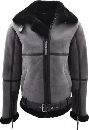 Men's Aviator Leather Flight Jacket - Gray (L)