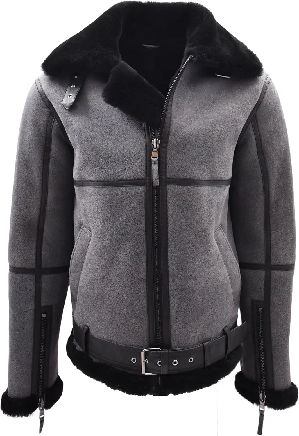Men's Aviator Leather Flight Jacket - Gray (L)