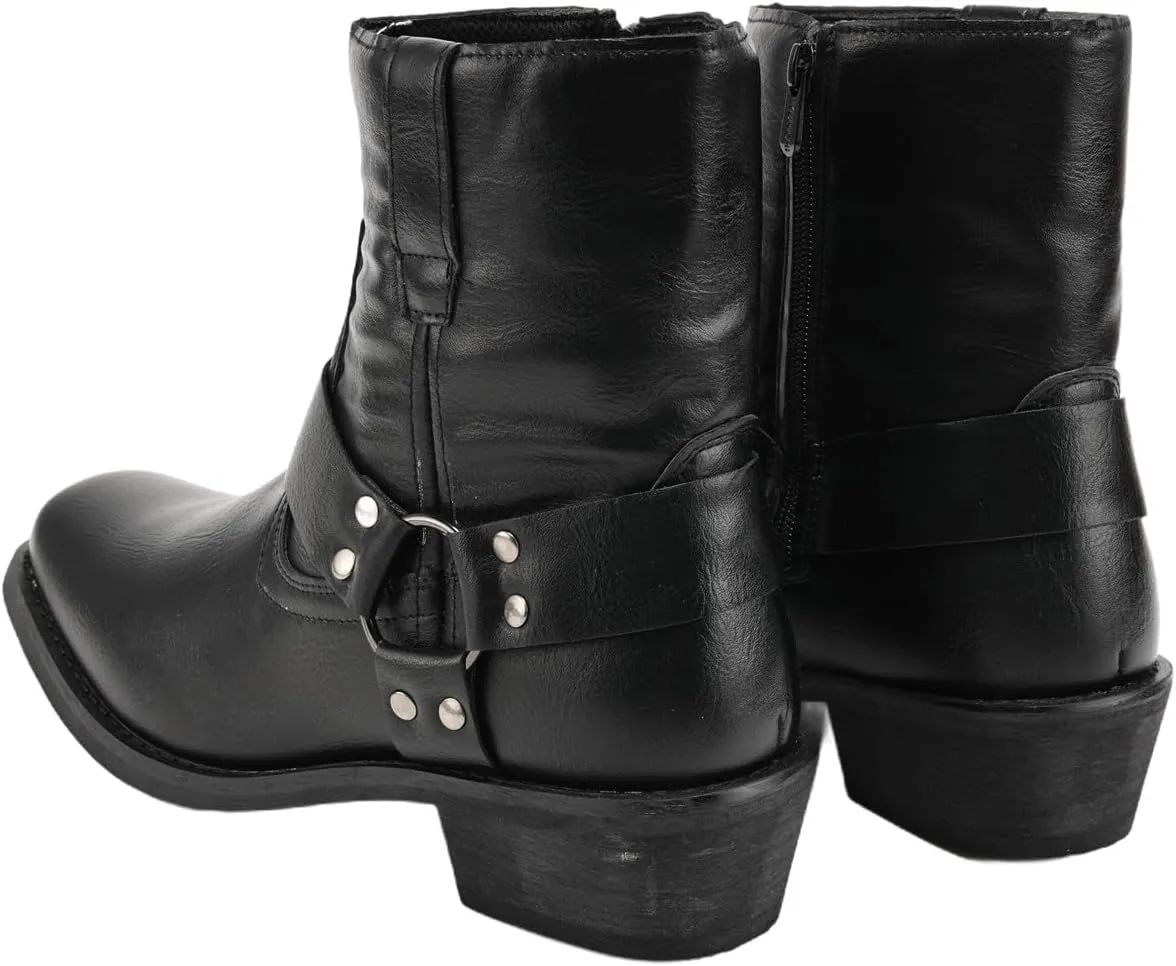 Mens Belt Buckle Medieval Boots Leather Lace-up Cosplay Vintage Ankle Boot for Party