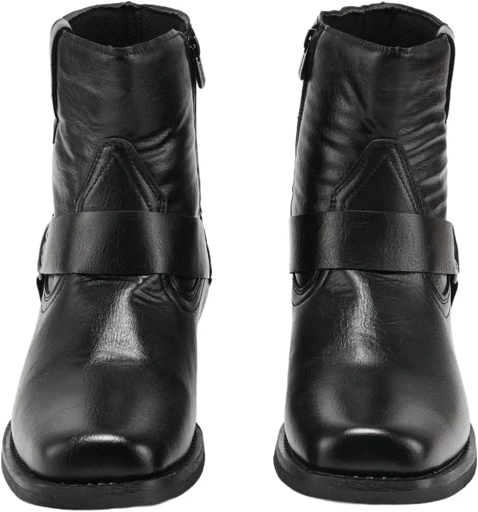 Mens Belt Buckle Medieval Boots Leather Lace-up Cosplay Vintage Ankle Boot for Party