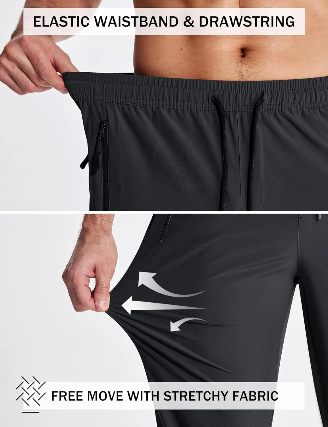 Men's Lightweight Hiking Pants Travel Quick Dry Waterproof Athletic Joggers Pants Walkout Sweatpants with Pockets