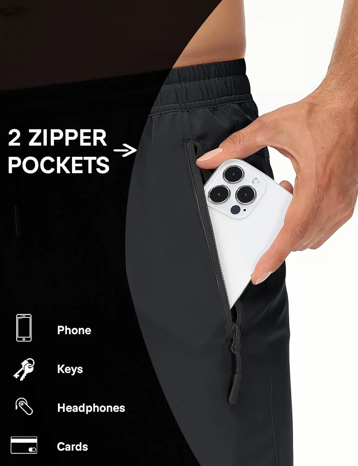 Men's Lightweight Hiking Pants Travel Quick Dry Waterproof Athletic Joggers Pants Walkout Sweatpants with Pockets