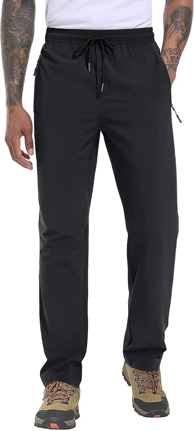 Men's Lightweight Hiking Pants Travel Quick Dry Waterproof Athletic Joggers Pants Walkout Sweatpants with Pockets