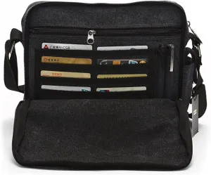 Men's Multifunctional Canvas Messenger Handbag Outdoor Sports Over Shoulder Crossbody Side Bag (Black)