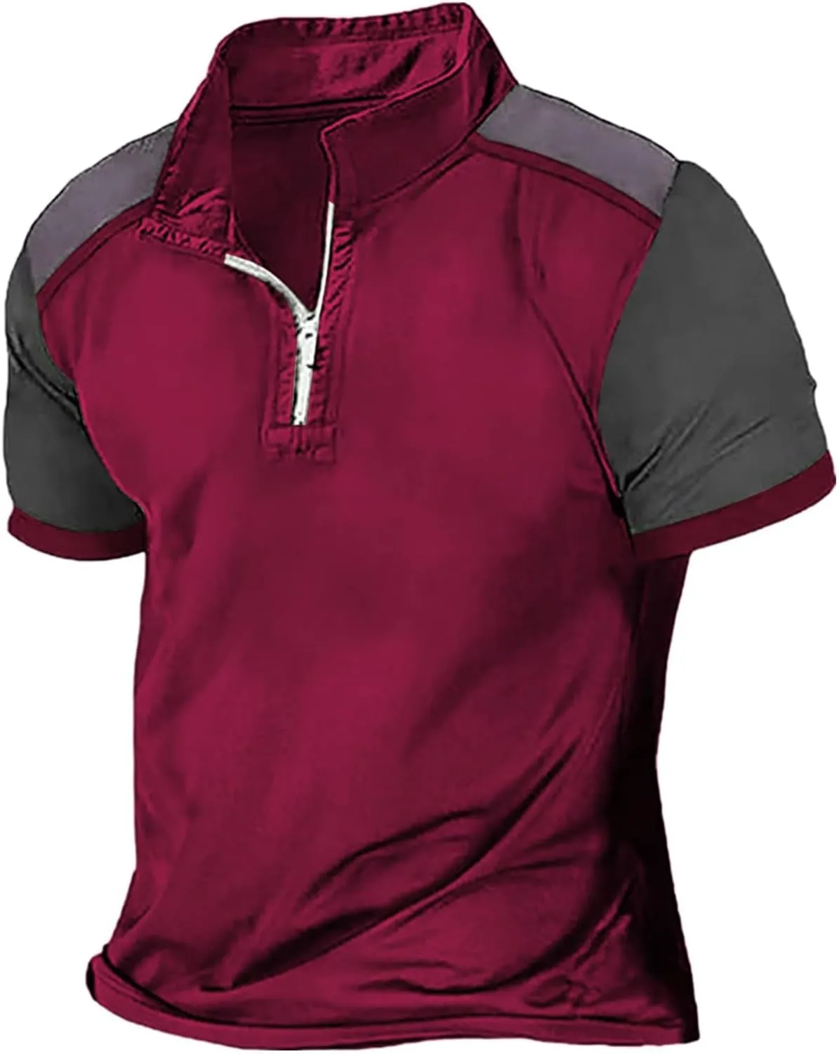 Mens Polo Shirts Tactical Short Sleeve Golf Performance T-Shirts 1/4 Zip Collared Slim Fit Jersey Pique Combat Tops