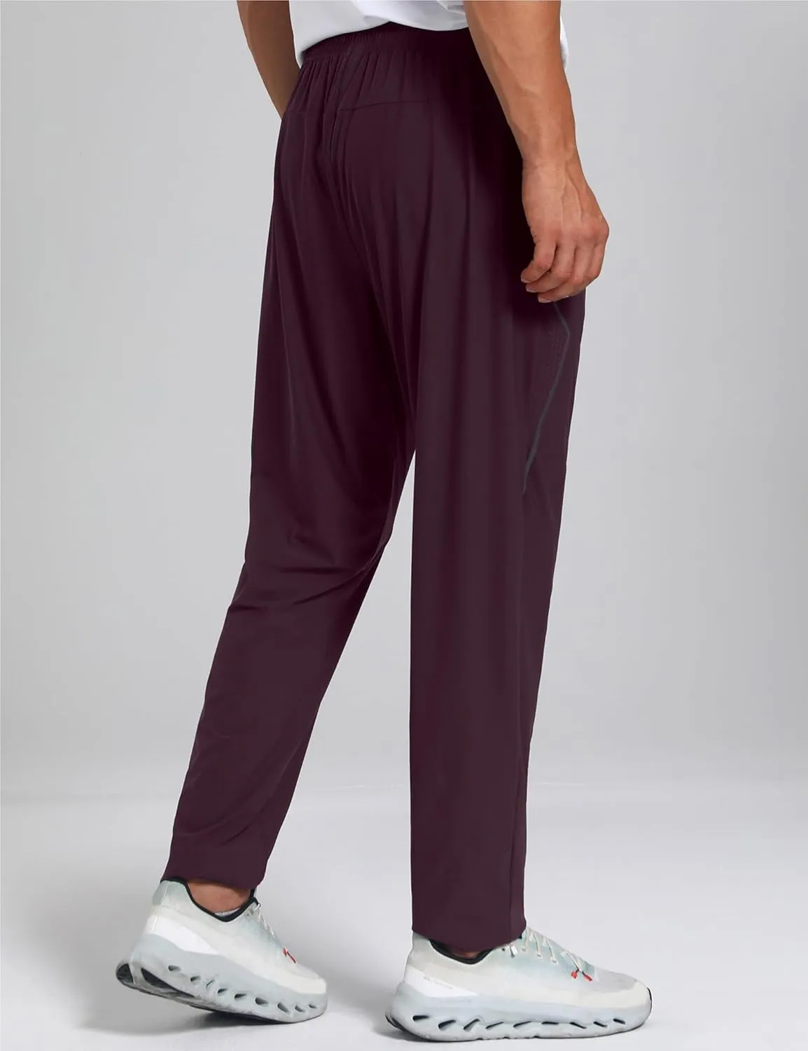 Men's Stretch Athletic Fishing Pants Lightweight Cool-Touch Workout Joggers with Zipper Pockets