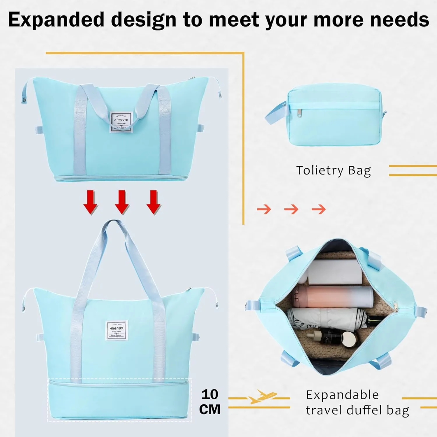 Merax Luggage Sets 2 Piece Suitcase Set, Hardshell 20 IN & 28 IN Suitcase Set with Duffel Bag, Travel Suitcases with Spinner Wheels and TSA Lock(Light Blue)