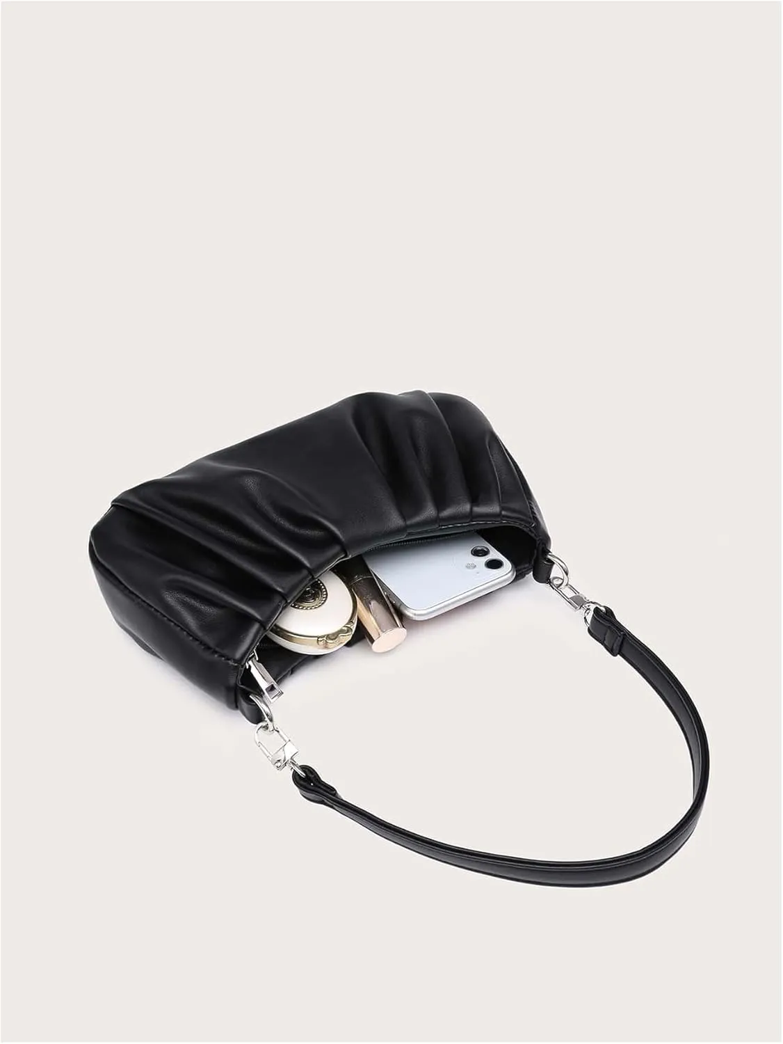 Milumia Women's Shoulder Bag Retro Ruched Top Handle Clutch Handbags