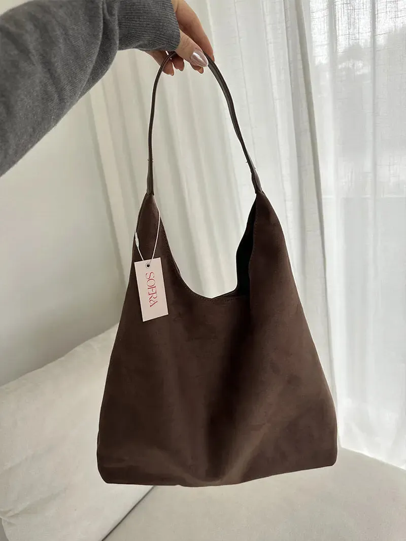 Minimalist Suede Hobo Bag – Effortlessly Chic