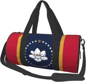 Mississippi State Flag Duffel Bag Foldable Gym Bag For Men Women, Lightweight With Inner Pocket For Travel Sports
