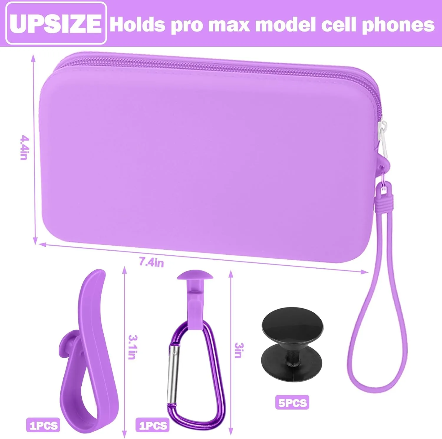 Mity rain Silicone Organizer for Bogg Bag Phone Holder, Accessories Set for Bogg Bag Contain 2PCS Key Holder and a Large Capacity Silicone Zipper Bag for Beach Bags Tote Bag (Purple)