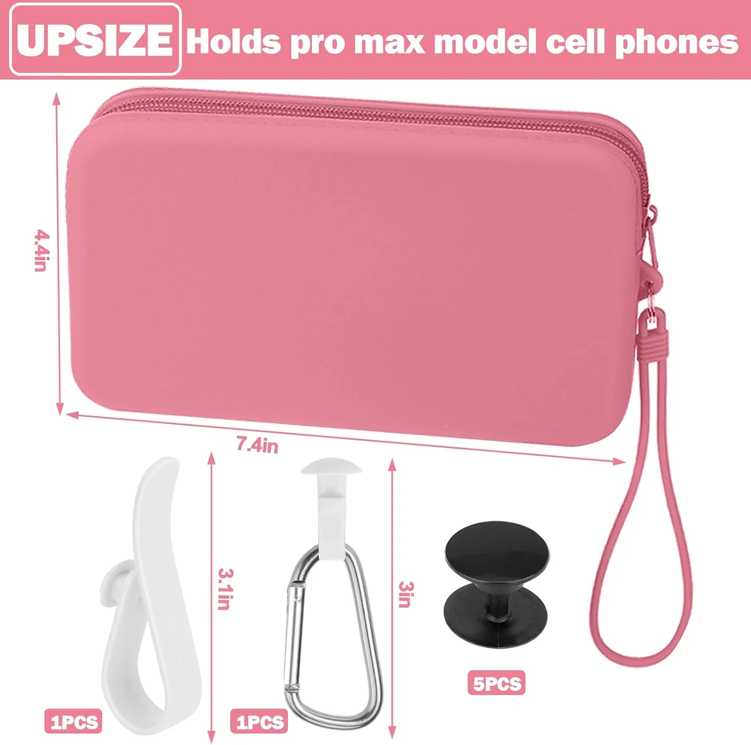 Mity rain Silicone Wallet for Bogg Bag Phone Holder, Accessories Set for Bogg Bag Contain 2PCS Key Holder and a Large Capacity Silicone Zipper Bag for Beach Bags Tote Bag Sakura Pink