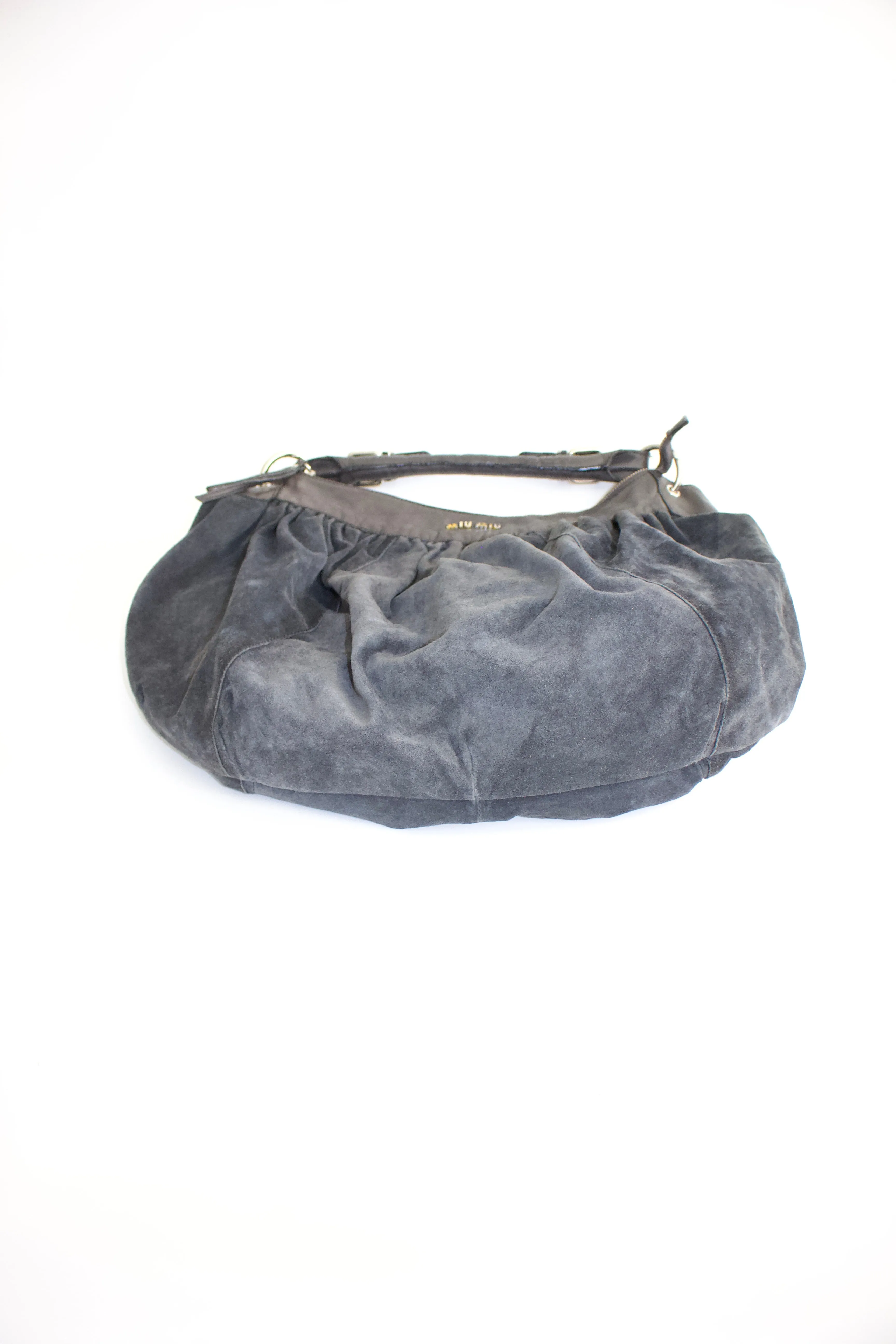 Miu Miu grey suede hobo bag