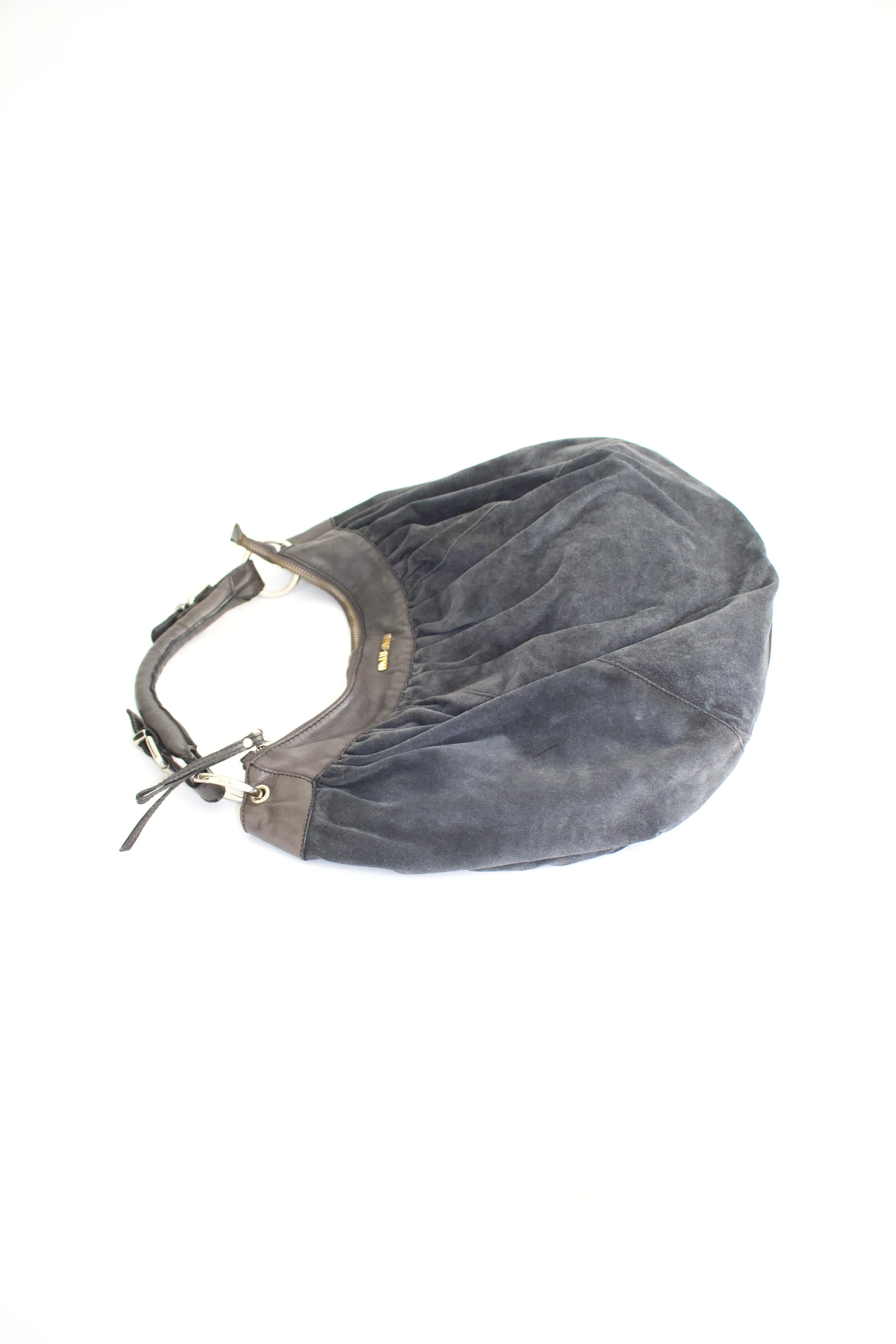 Miu Miu grey suede hobo bag