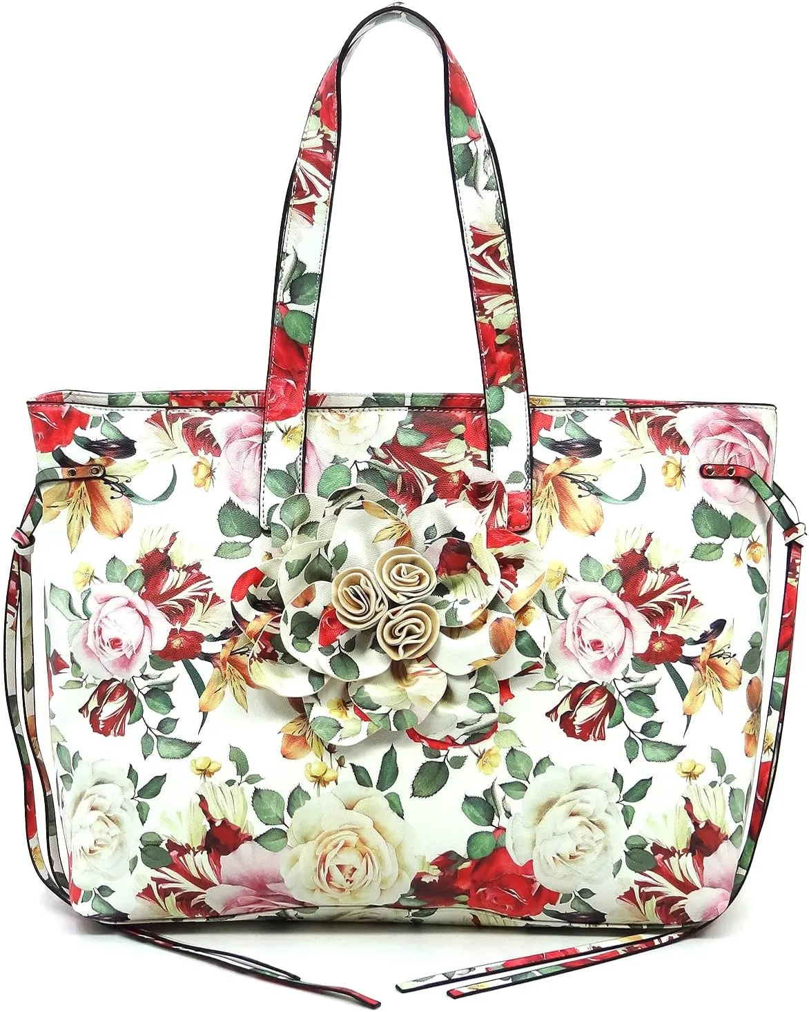 MIZUBA 3D Flower Women Shopper Tote Bag Floral Printed Top Handle Large Purse