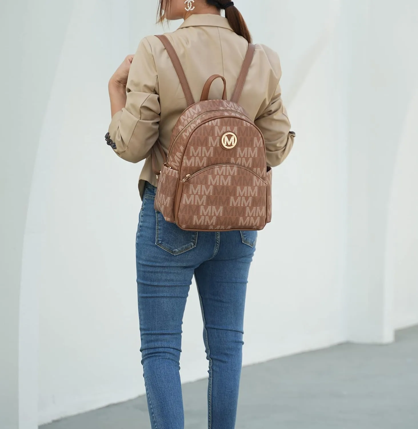 MKF Collection Backpack for Women, Signature Vegan Leather Top-Handle Carry on Backpack Female Travel bag