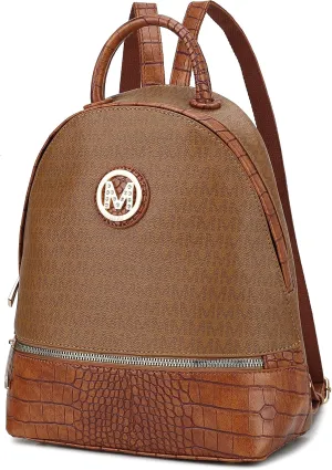 MKF Collection Backpack for Women, Signature Vegan Leather Top-Handle Travel bag Carry on Backpack Bookbag