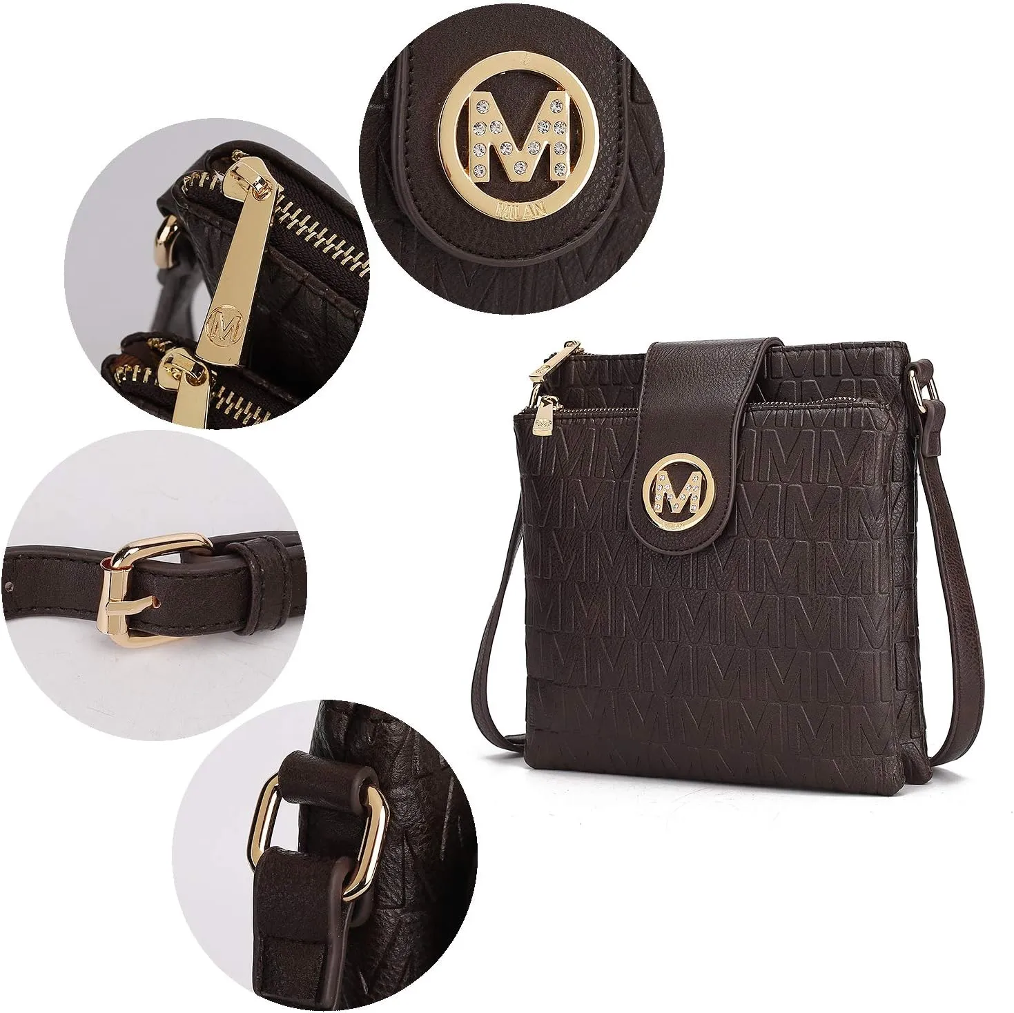 MKF Collection Crossbody Bags for women, Signature Crossover bag Adjustable strap Messenger Cross body handbag Purse
