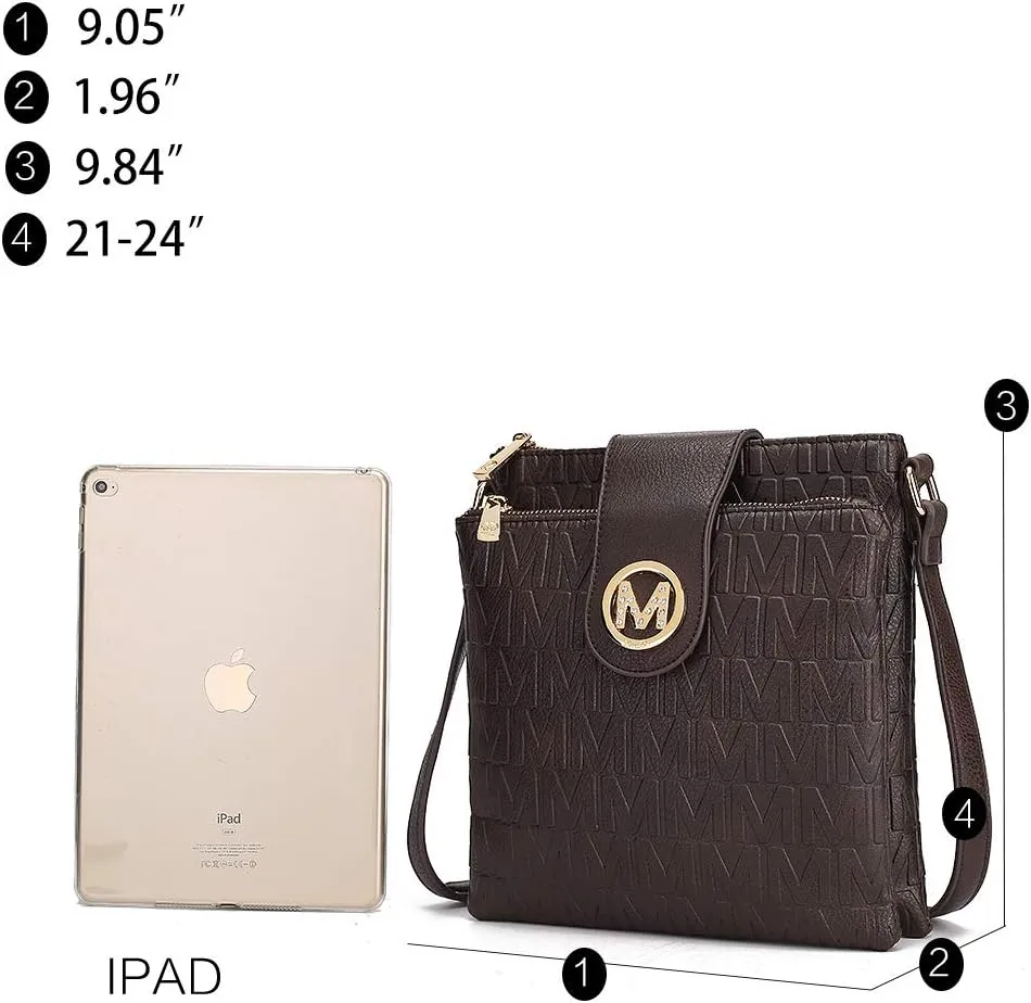MKF Collection Crossbody Bags for women, Signature Crossover bag Adjustable strap Messenger Cross body handbag Purse