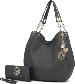 MKF Collection Hobo Bag for Women & Wristlet Wallet, Vegan Leather Shoulder Bag Handbag Purse by Mia K.