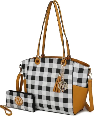 MKF Collection Shoulder Bag for Women, Vegan Leather Top-Handle Crossbody Purse Tote Satchel Handbag
