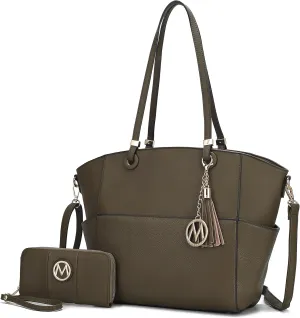 MKF Collection Shoulder Bag for Women, Vegan Leather Top-Handle Crossbody Purse Tote Satchel Handbag