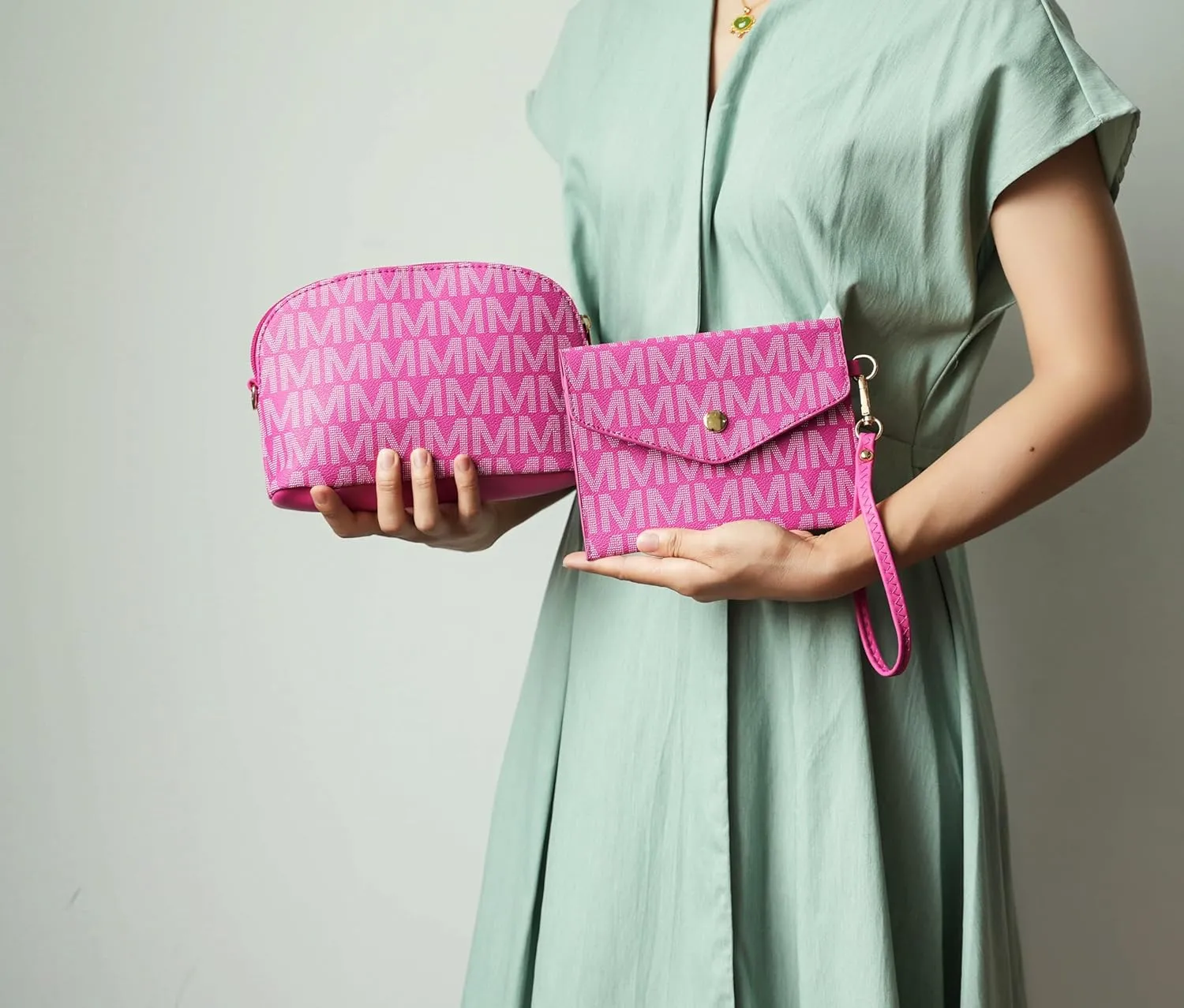 MKF Collection Tote Bag for Women, Shoulder Handbag & Wristlet Pouch Purse Top Handle Vegan Leather 4Pcs Set Pocketbook