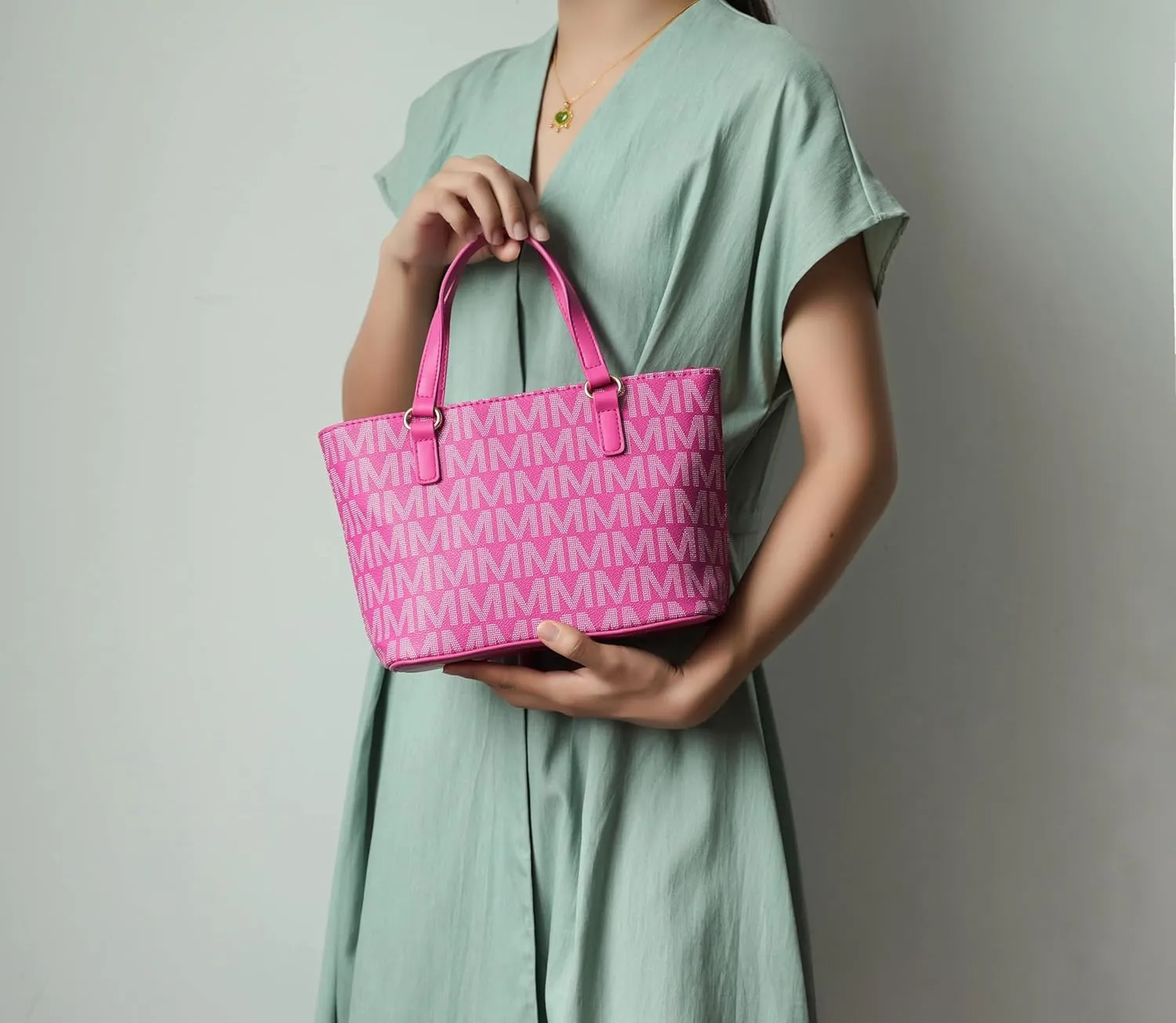 MKF Collection Tote Bag for Women, Shoulder Handbag & Wristlet Pouch Purse Top Handle Vegan Leather 4Pcs Set Pocketbook