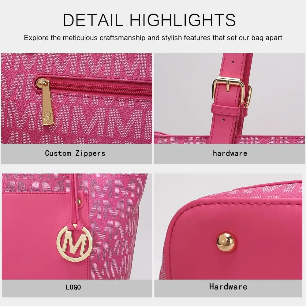 MKF Collection Tote Bag for Women, Shoulder Handbag & Wristlet Pouch Purse Top Handle Vegan Leather 4Pcs Set Pocketbook