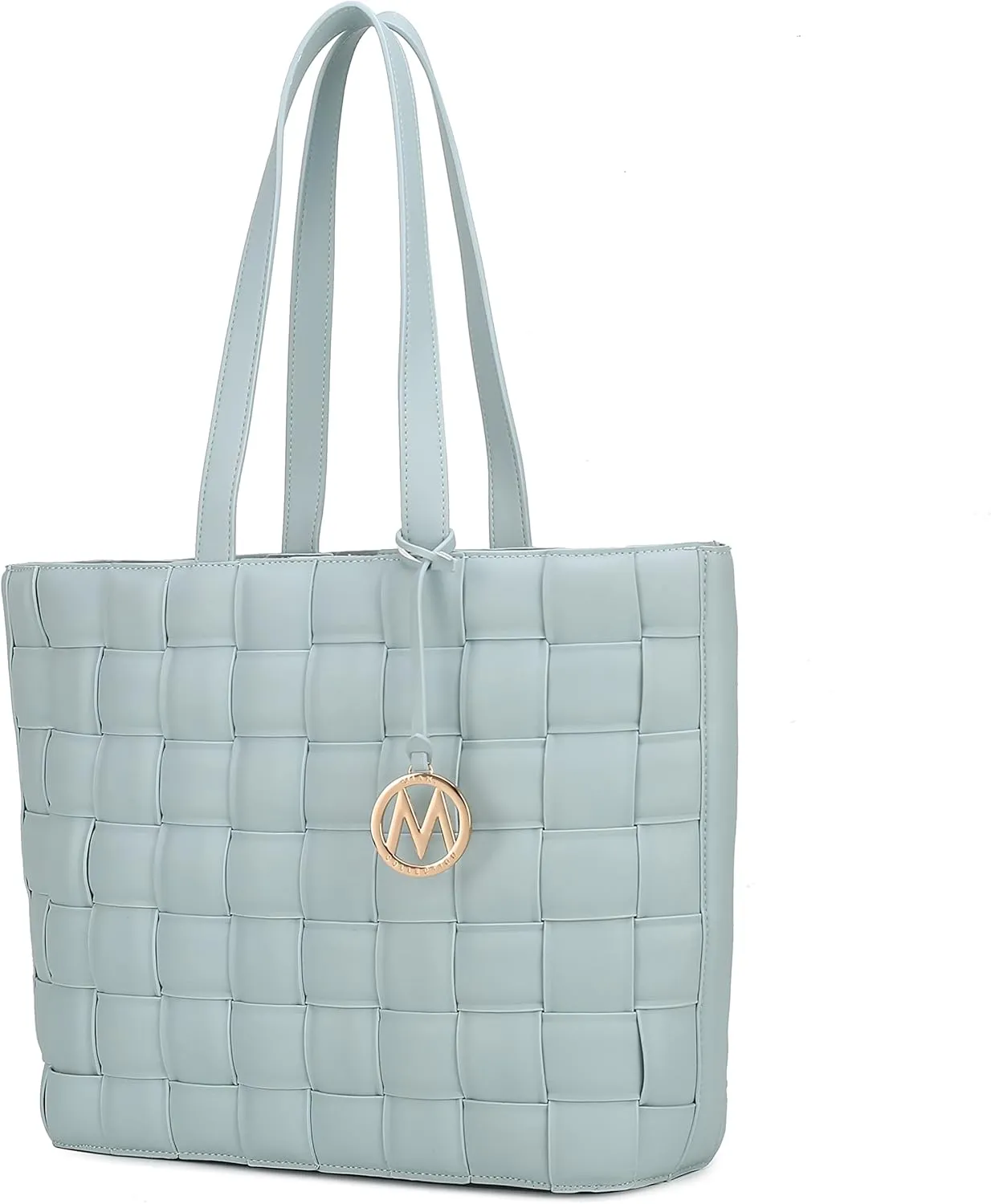 MKF Collection Tote Bag for Women, Vegan Leather Woven Top-Handle Satchel Handbag Purse