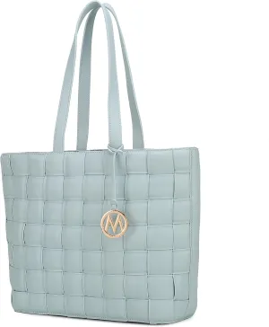 MKF Collection Tote Bag for Women, Vegan Leather Woven Top-Handle Satchel Handbag Purse