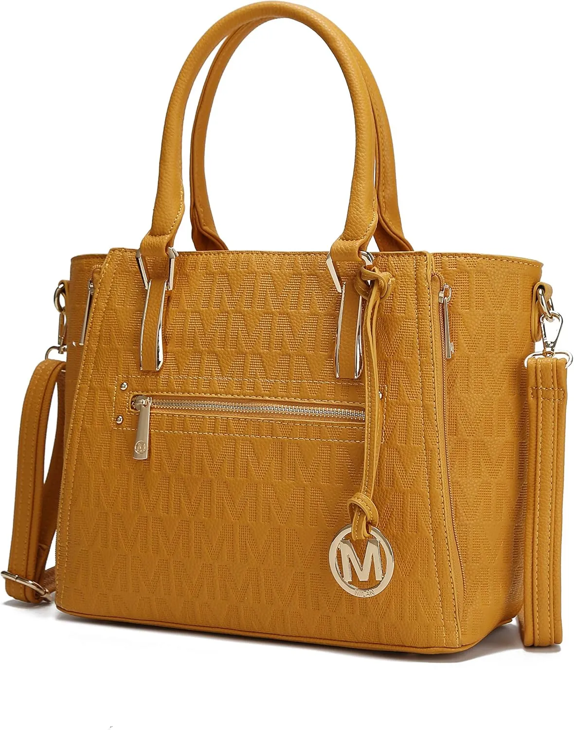 MKF Crossbody Shoulder Bag for Women – PU Leather Top Handle Pocketbook – Roomy Tote Satchel Handbag Purse M Charm