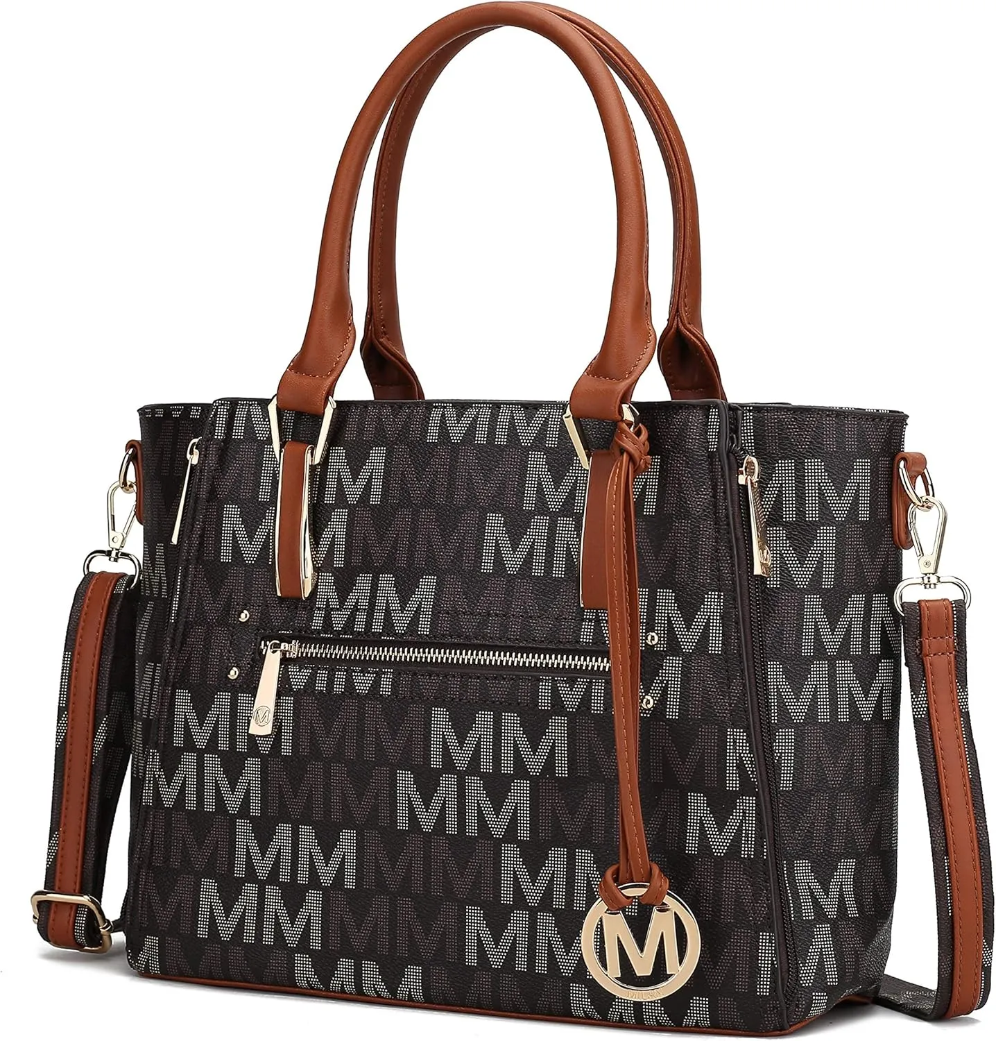 MKF Crossbody Shoulder Bag for Women – PU Leather Top Handle Pocketbook – Roomy Tote Satchel Handbag Purse M Charm