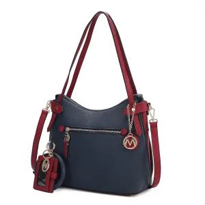 MKF Set, Hobo Bag for Women, Keychain Bracelet Ring & Card Holder Purse – PU Leather Shoulder Handbag Crossbody Strap