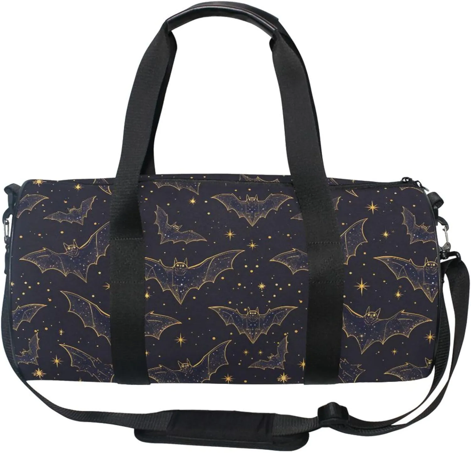 MNSRUU Sports Duffel Bags, Bats Stars Goth Black Athletic Gym Bag Overnight Workout Travel Tote Luggage for Men Women Yoga