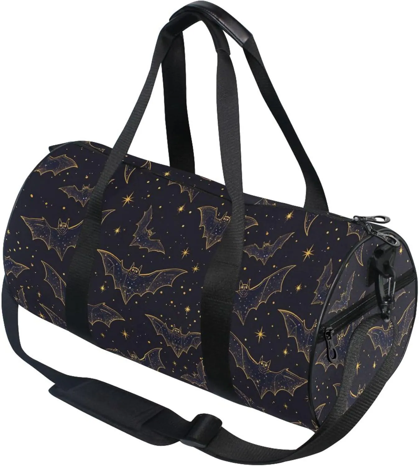 MNSRUU Sports Duffel Bags, Bats Stars Goth Black Athletic Gym Bag Overnight Workout Travel Tote Luggage for Men Women Yoga