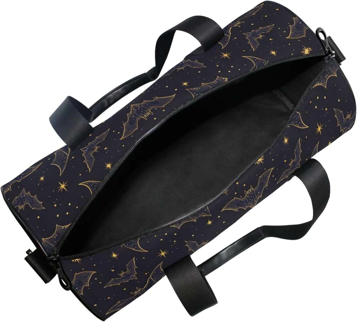 MNSRUU Sports Duffel Bags, Bats Stars Goth Black Athletic Gym Bag Overnight Workout Travel Tote Luggage for Men Women Yoga