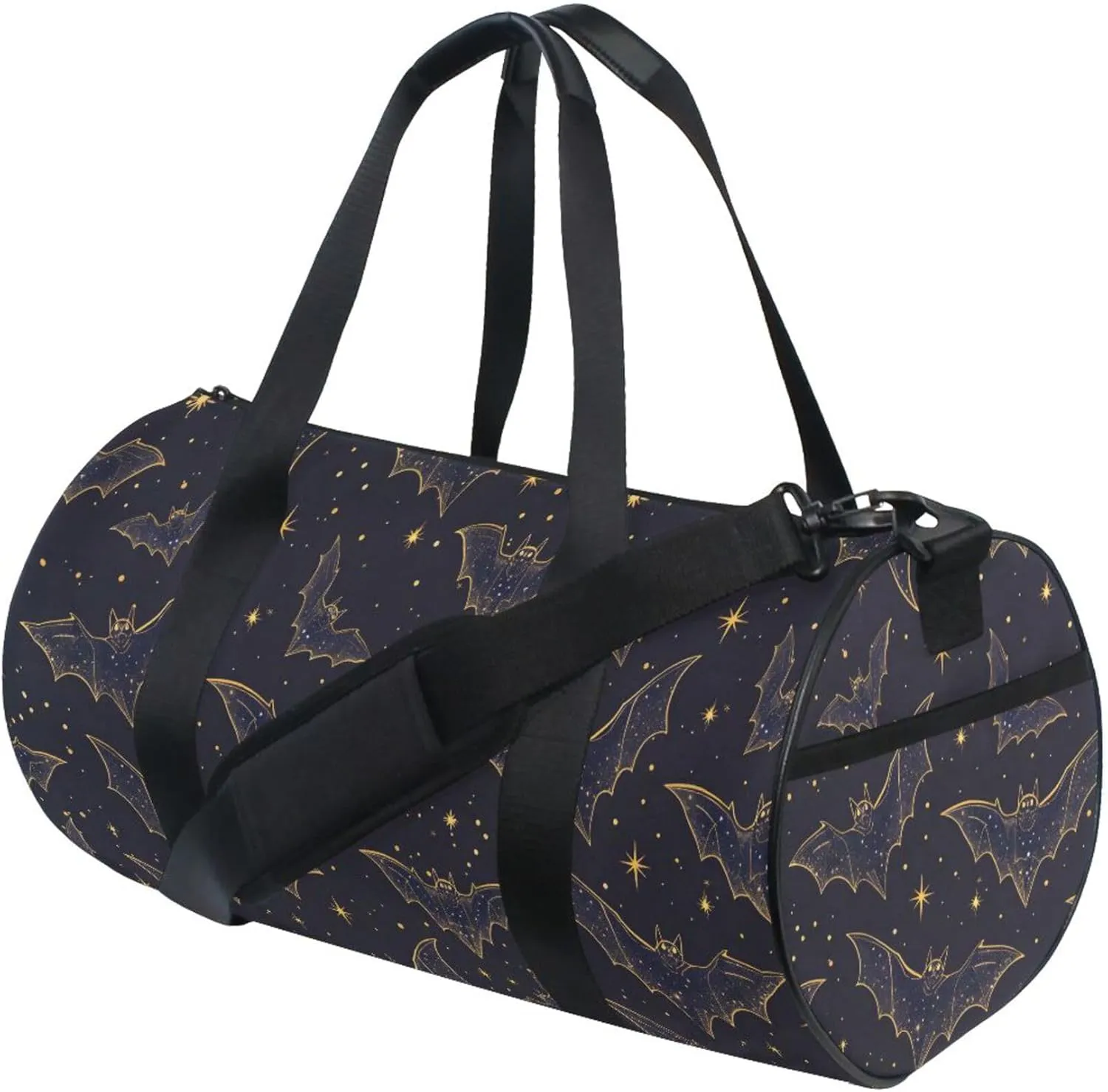 MNSRUU Sports Duffel Bags, Bats Stars Goth Black Athletic Gym Bag Overnight Workout Travel Tote Luggage for Men Women Yoga
