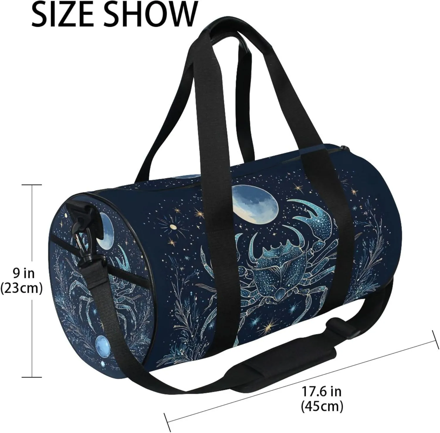 MNSRUU Sports Duffel Bags, Blue Crab Athletic Gym Bag Overnight Workout Travel Tote Luggage for Men Women Yoga